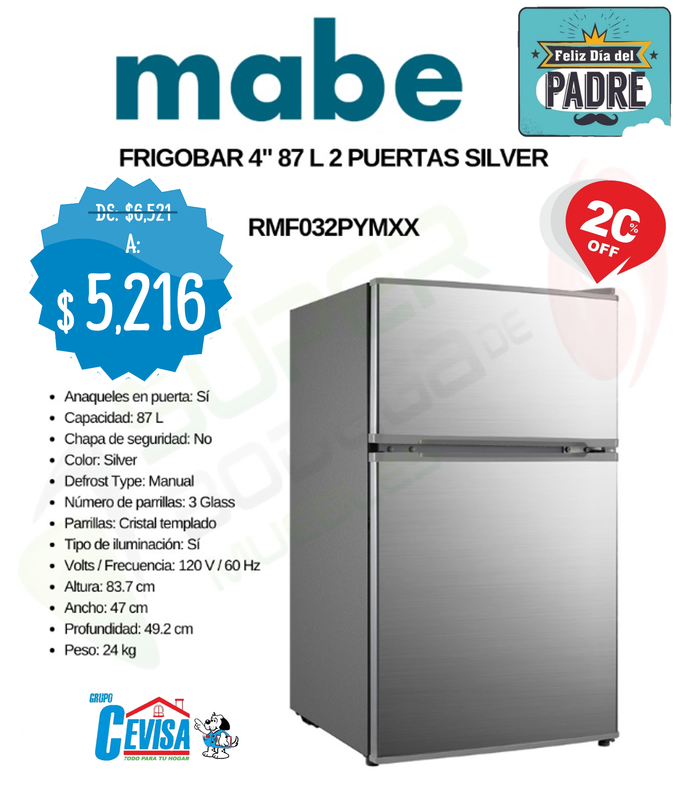 FRIGOBAR MABE 87 L RMF032PYMXX