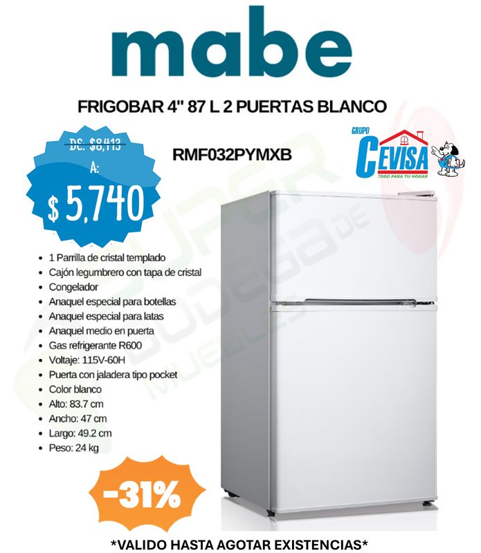 FRIGOBAR MABE 87 L RMF032PYMXB