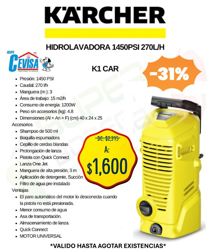HIDROLAVADORA KARCHER K1 CAR