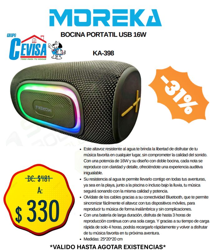 BOCINA PORTATIL MOREKA KA-398