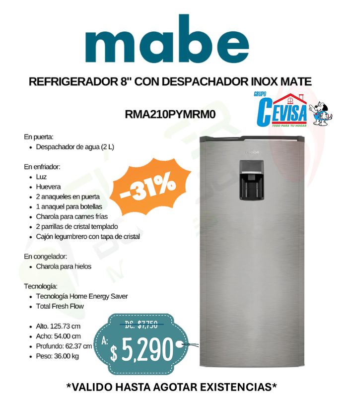 REFRIGERADOR MABE 8&quot; RMA210PYMRM0