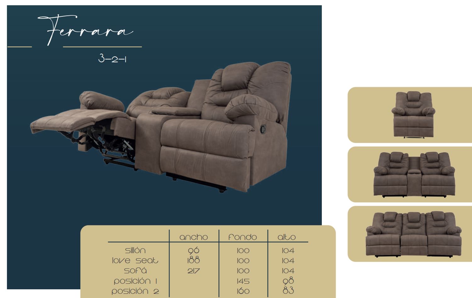 SALA  FERRARA 3-2-1 RECLINABLE