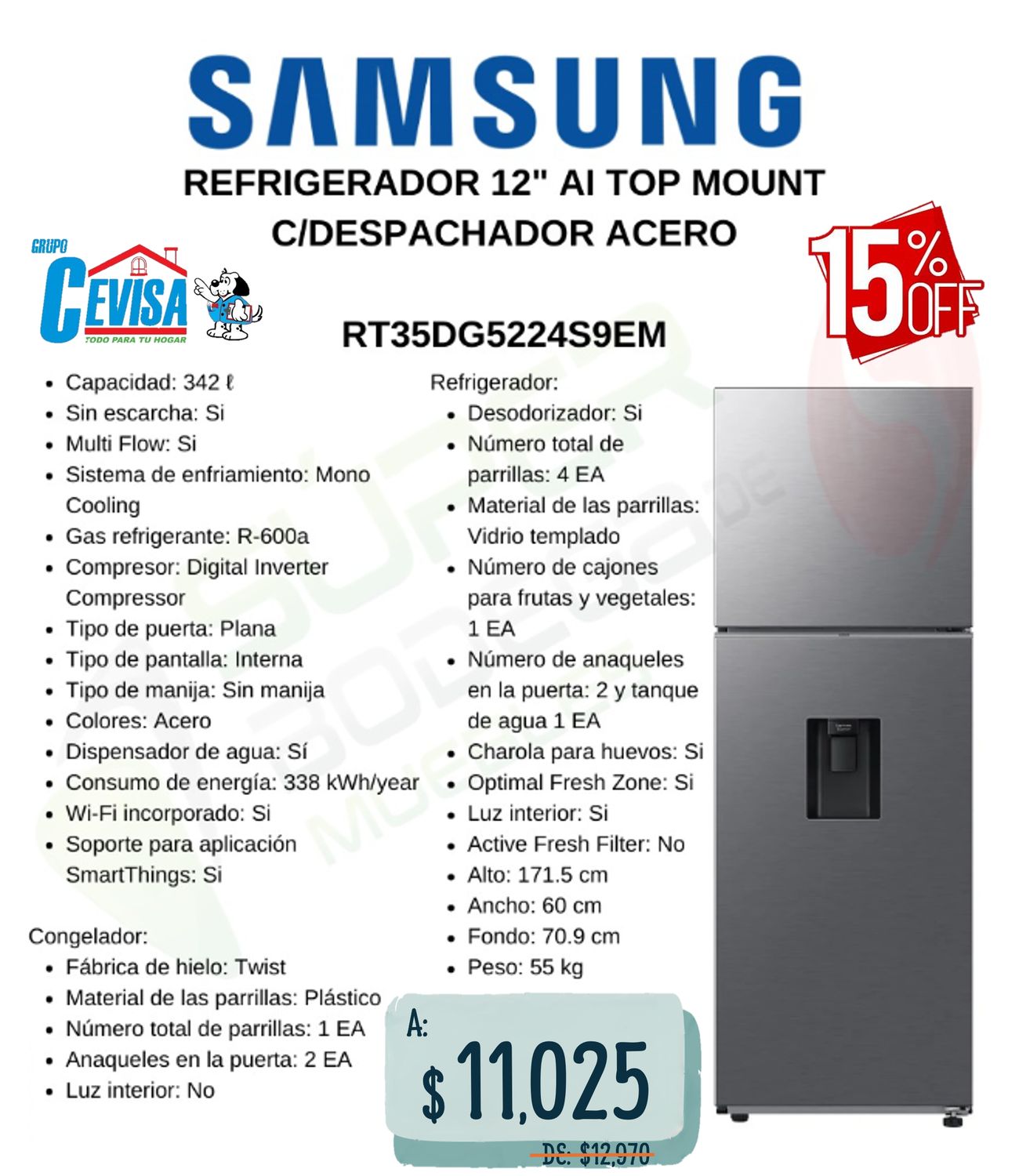 REFRIGERADOR SAMSUNG 12&quot; RT35DG5224S9EM