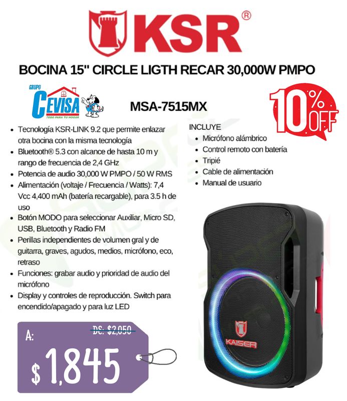 BOCINA KAISER MSA7515MX