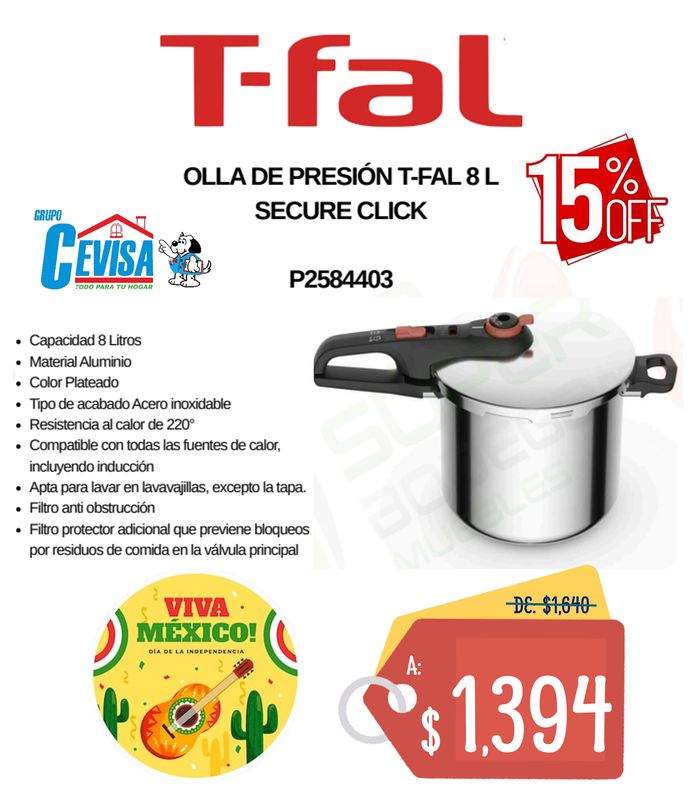 OLLA DE PRESION 8 L T-FAL 92180PC