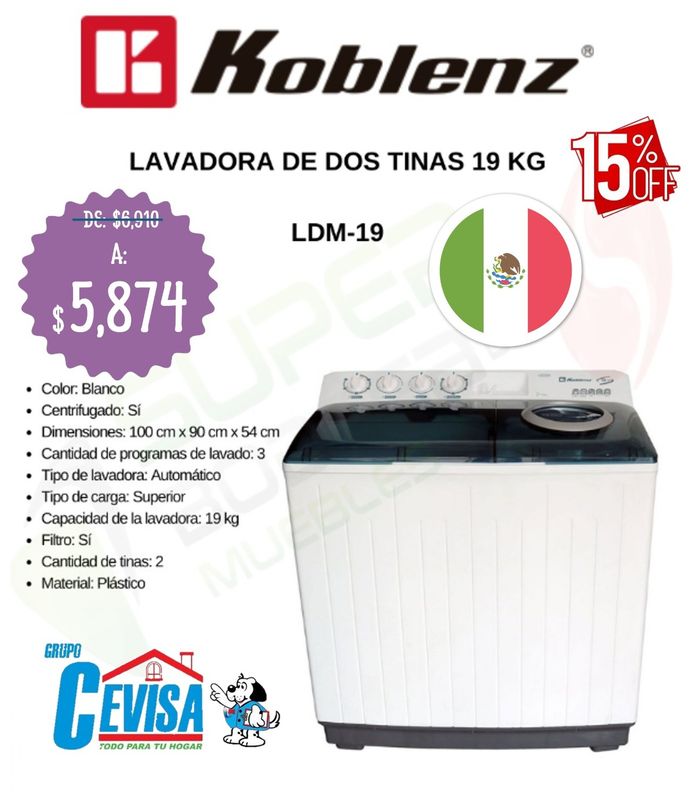 LAVADORA KOBLENZ 19 KG LDM-19B