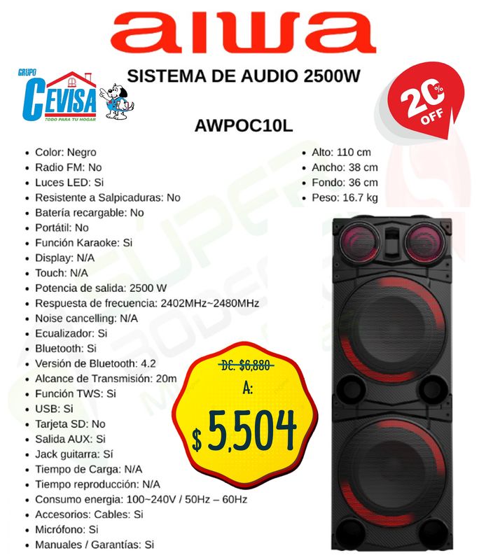 SISTEMA DE AUDIO AIWA AWPOC10L