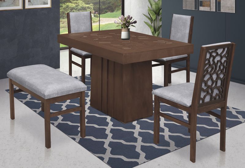 ANTECOMEDOR TORY DE 3 SILLAS Y 1 BANCA ANTECOMEDOR TORY DE 3 SILLAS Y 1 BANCA