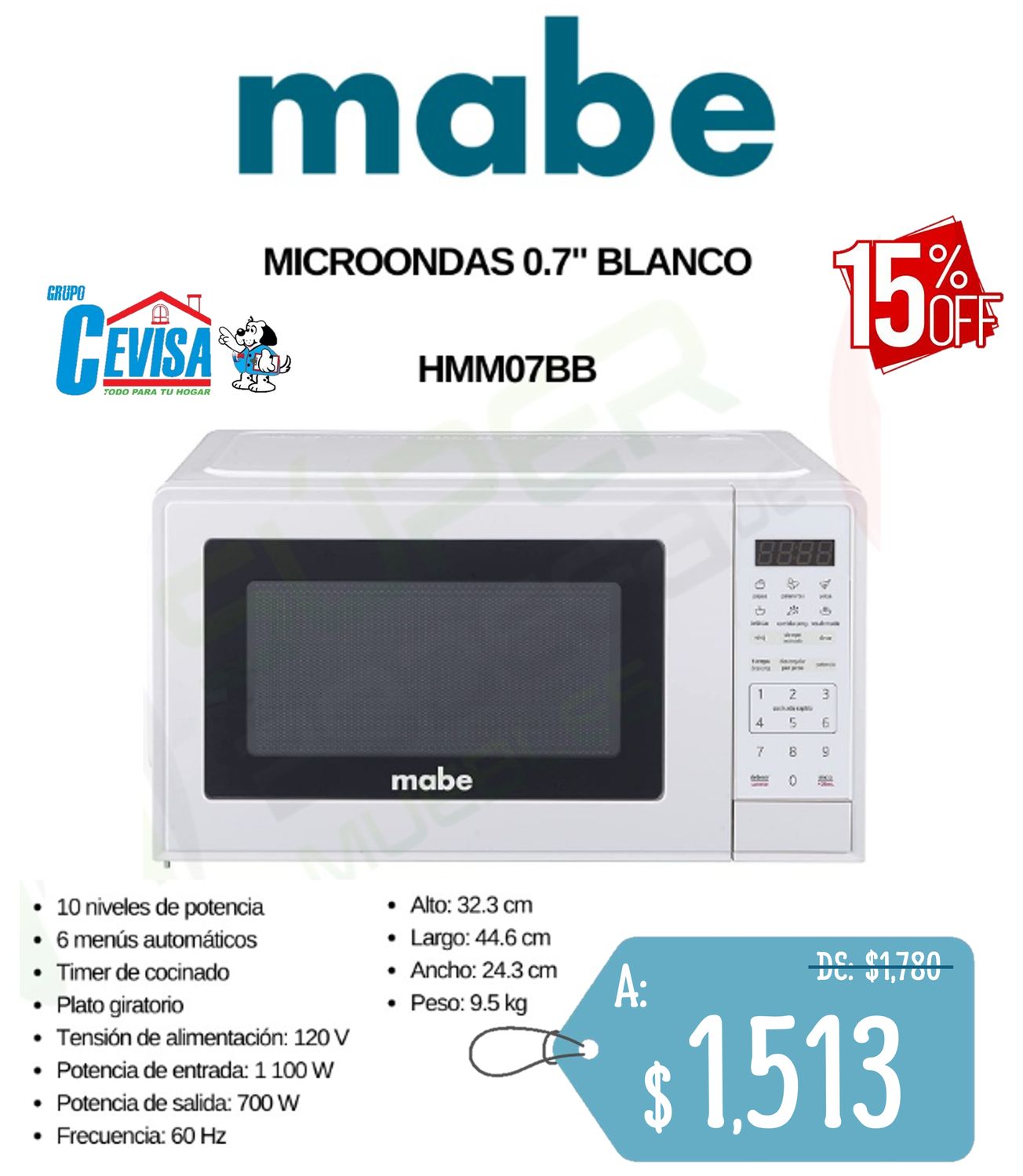 MICROONDAS MABE 0.7&quot; HMM07BB