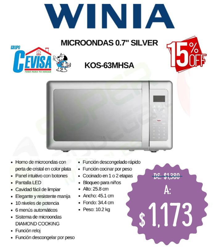 MICROONDAS WINIA  0.7&quot; KOS-63MHS