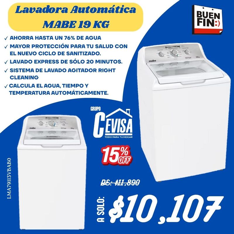 LAVADORA MABE 19 KG LMA79113VBAB0