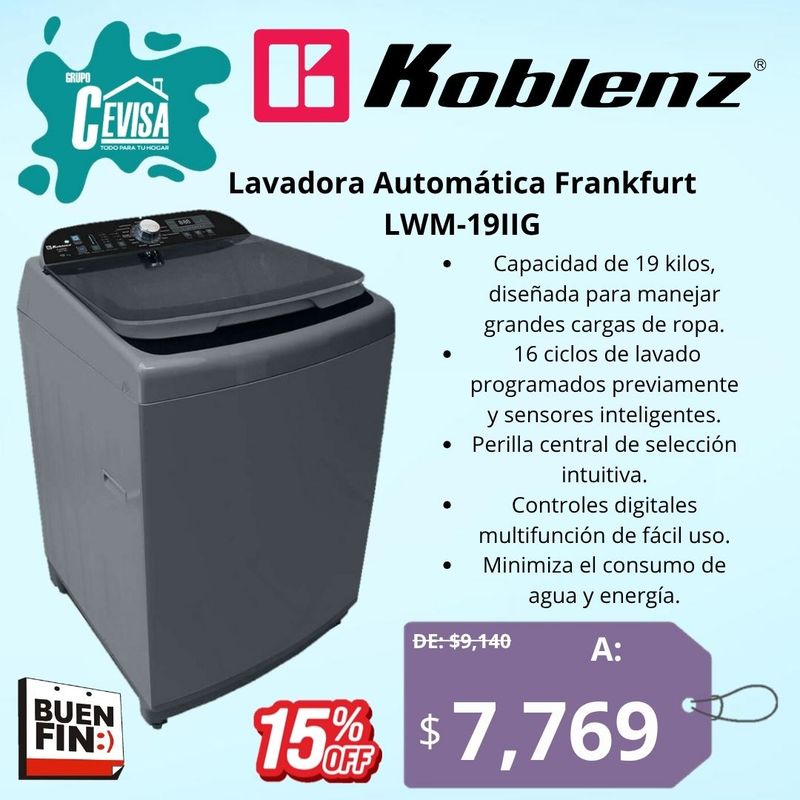 LAVADORA KOBLENZ 19 KG LWM19IIG