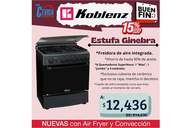 ESTUFA KOBLENZ 30&quot; GINEBRA EK-6131 GC-MCHNL
