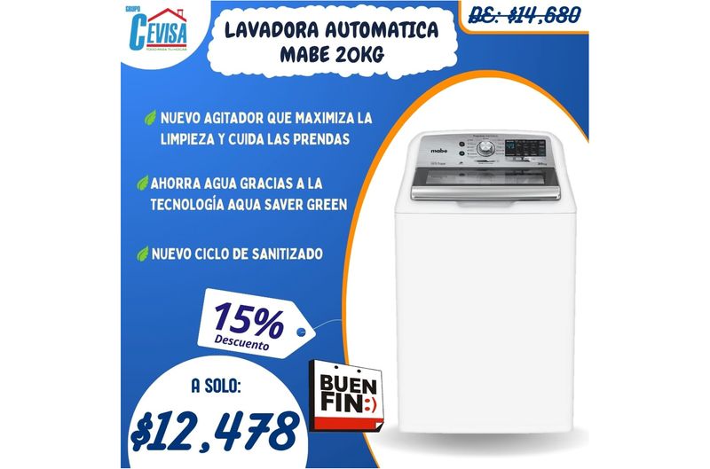 LAVADORA MABE 20 KG LMH70211WBAB0