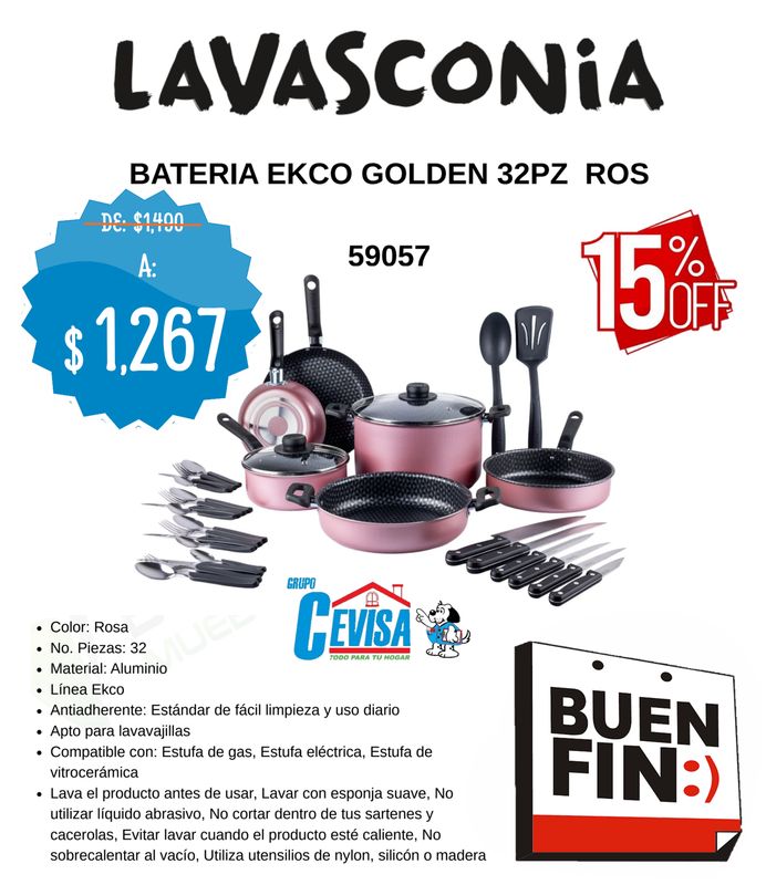 BATERIA GOLDEN ROSA 32 PZ EKCO 59057