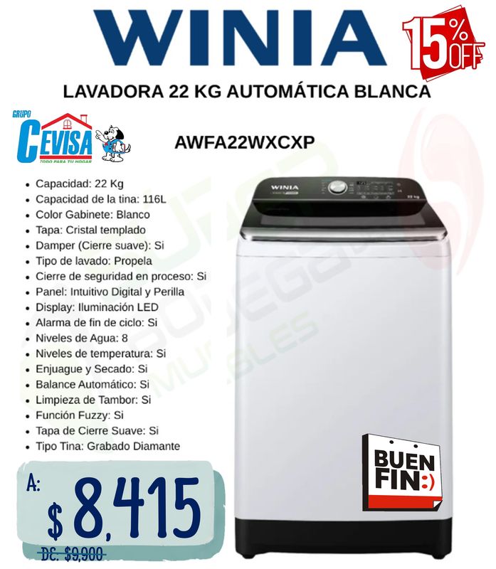 LAVADORA WINIA 22 KG AWFA22WXCXP