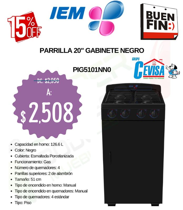 PARRILLA DE GABINETE IEM 4Q PIG5101NN0