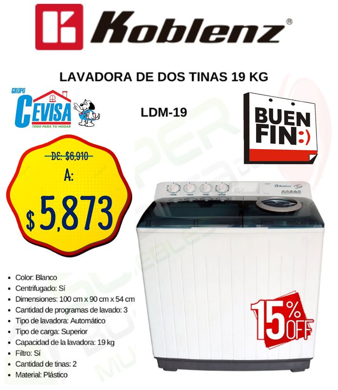 LAVADORA KOBLENZ 19 KG LDM-19B