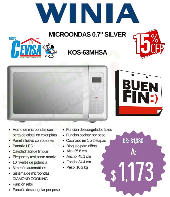 MICROONDAS WINIA 0.7" KOS-63MHS MICROONDAS WINIA 0.7" KOS-63MHS