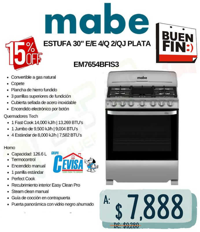 ESTUFA MABE 30&quot; EM7654BFIS
