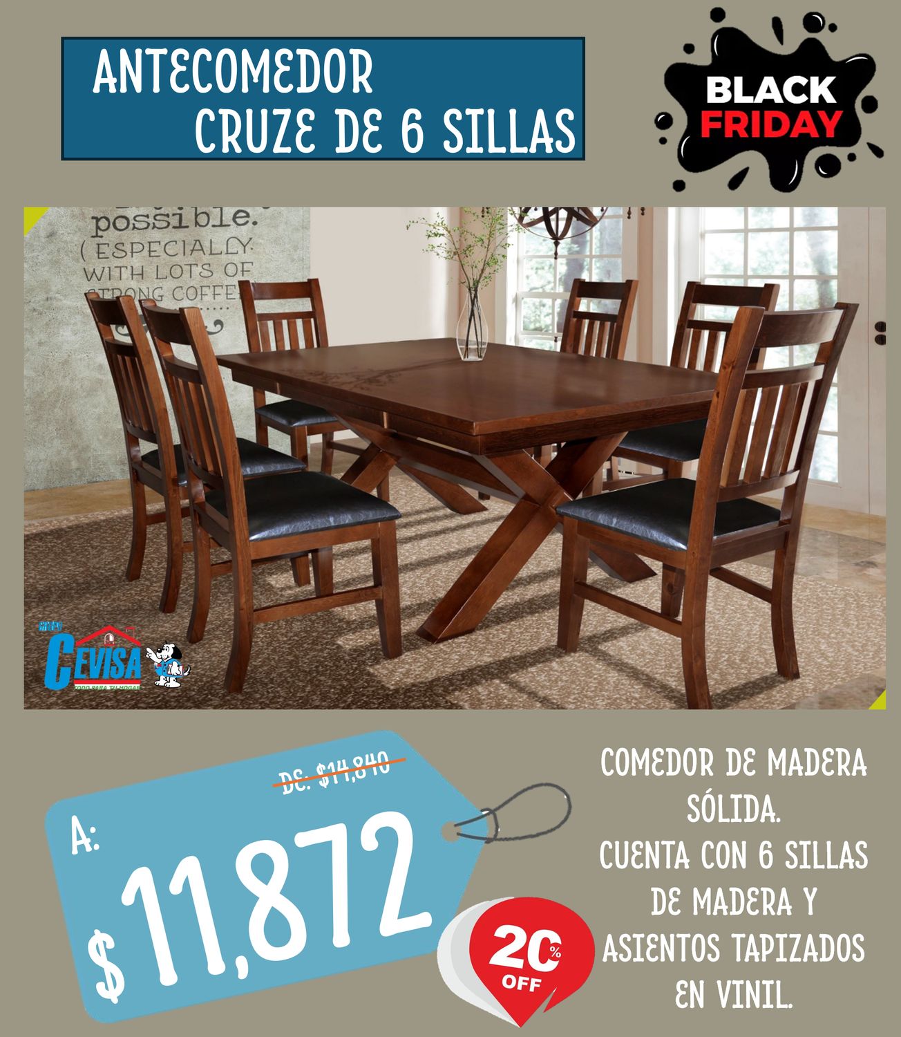 ANTECOMEDOR CRUZE DE 6 SILLAS ANTECOMEDOR CRUZE DE 6 SILLAS