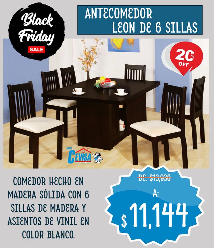 ANTECOMEDOR LEON DE 6 SILLAS