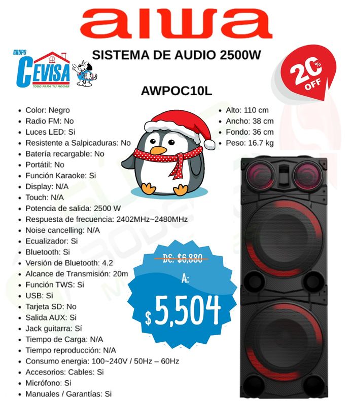SISTEMA DE AUDIO AIWA AWPOC10L