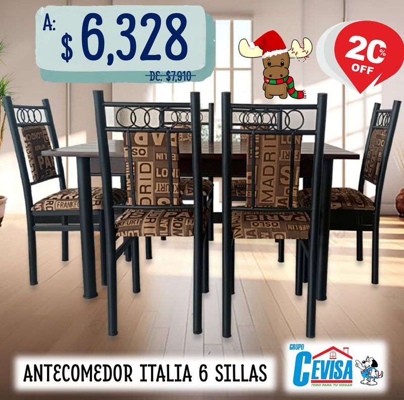 ANTECOMEDOR ITALIA DE 6 SILLAS