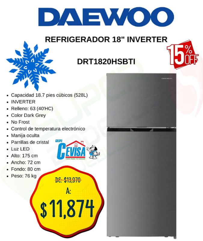 REFRIGERADOR DAEWOO 18" DRT-1820HSB