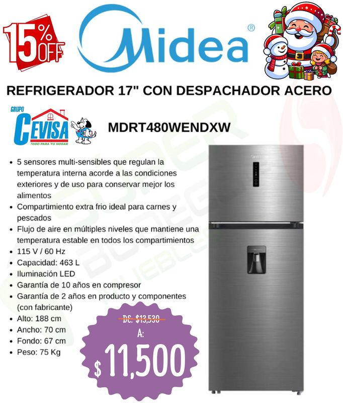 REFRIGERADOR MIDEA 17" MDRT480WENDXW