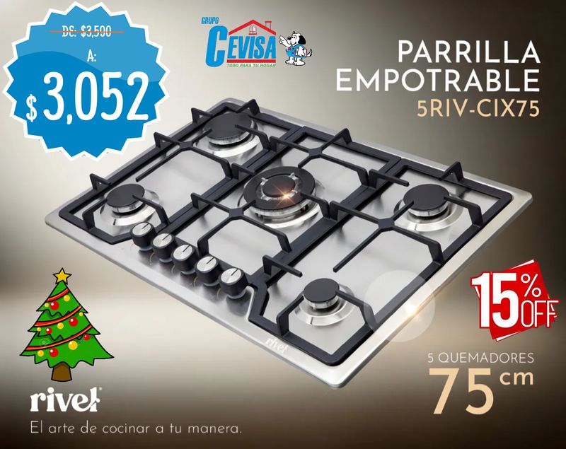 PARRILLA DE EMPOTRE RIVEL 5Q 5RIV-CIX 75
