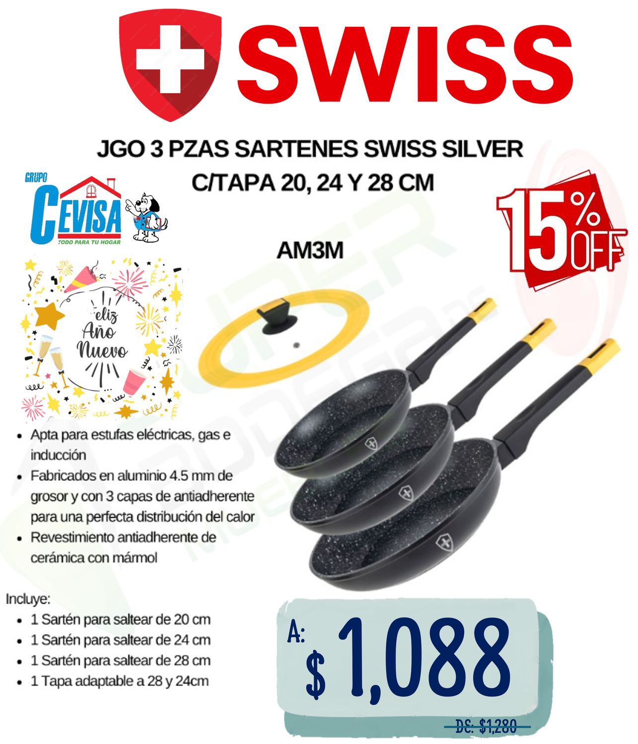 JGO. DE SARTENES 3 PZ SWISS AM3M