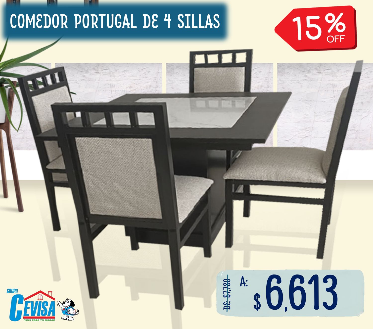 ANTECOMEDOR PORTUGAL DE 4 SILLAS