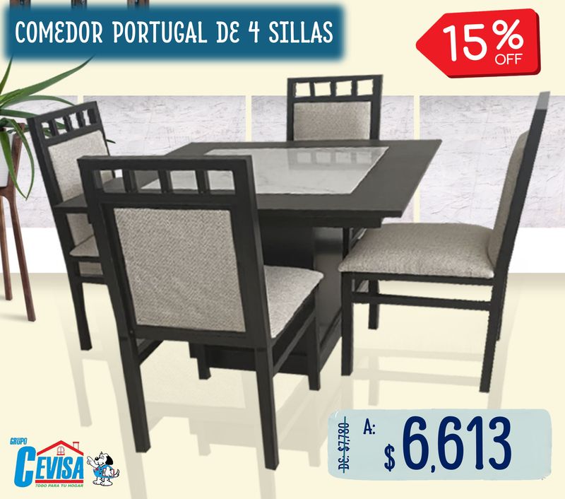ANTECOMEDOR PORTUGAL DE 4 SILLAS