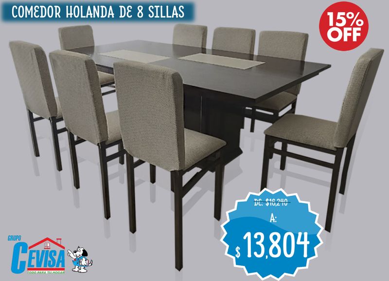 ANTECOMEDOR HOLANDA DE 8 SILLAS