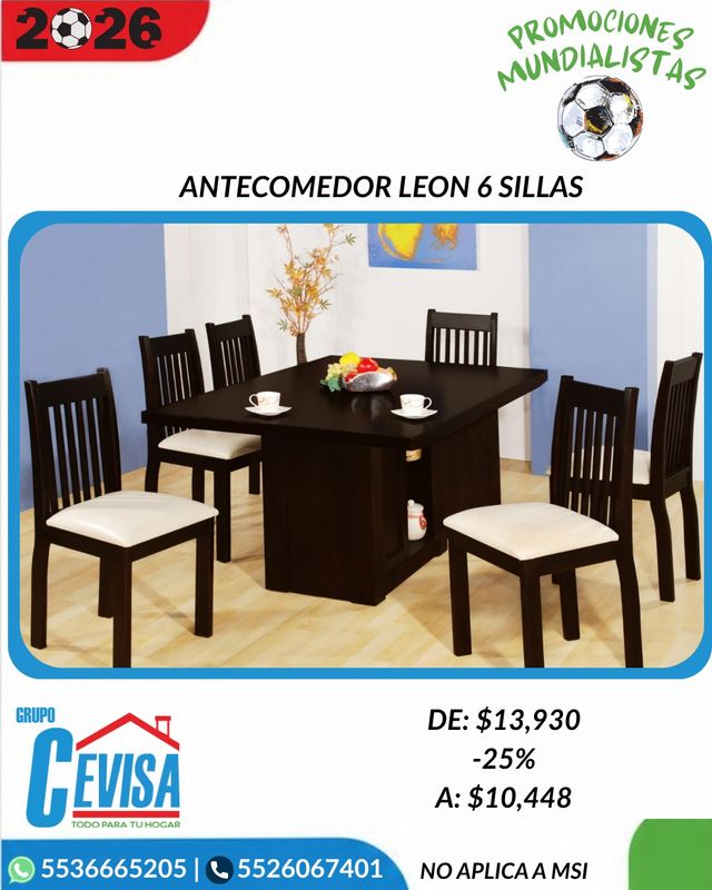 ANTECOMEDOR LEON DE 6 SILLAS ANTECOMEDOR LEON DE 6 SILLAS