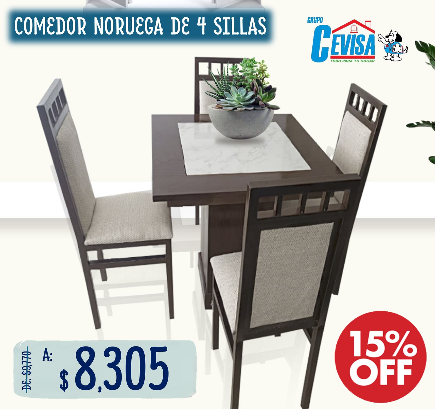 ANTECOMEDOR NORUEGA DE 4 SILLAS