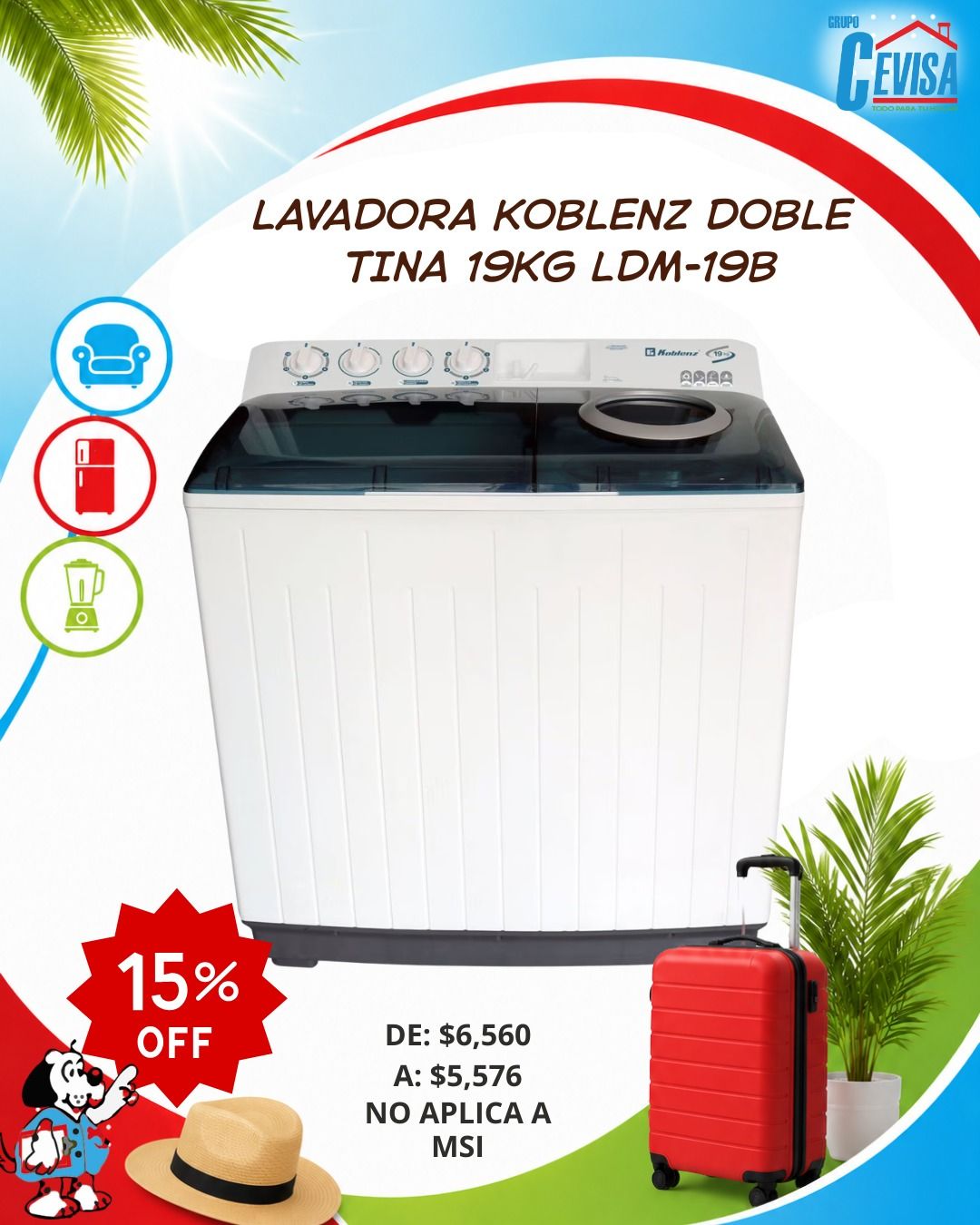 LAVADORA KOBLENZ 19 KG LDM-19B