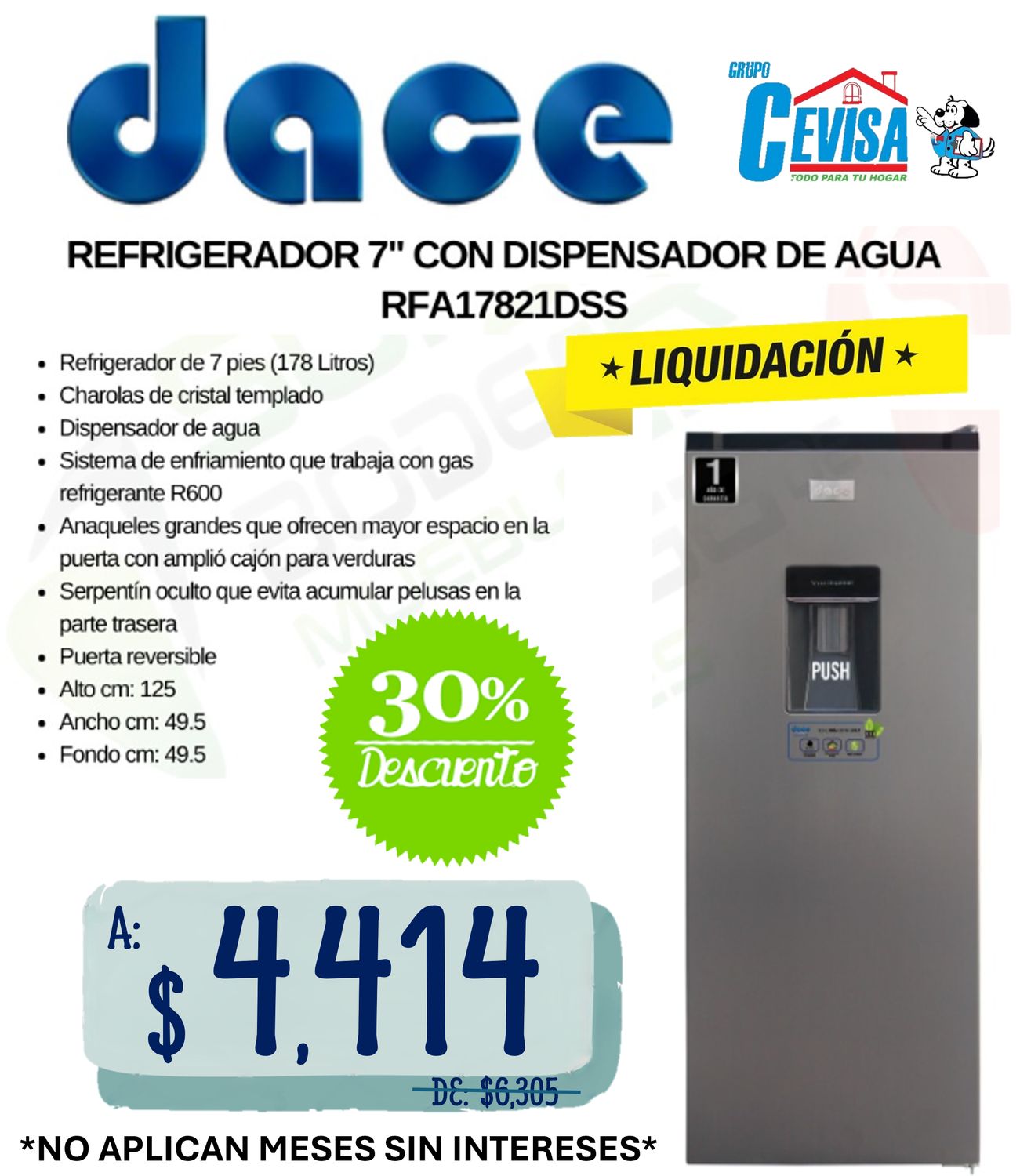 REFRIGERADOR DACE 7" RFA17821DSS