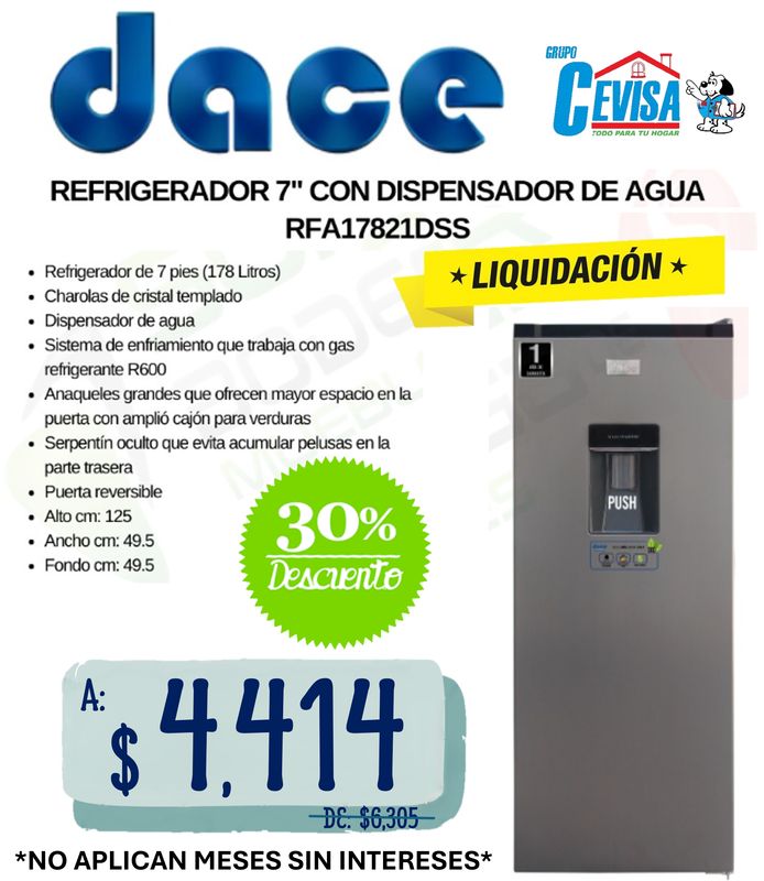 REFRIGERADOR DACE 7" RFA17821DSS