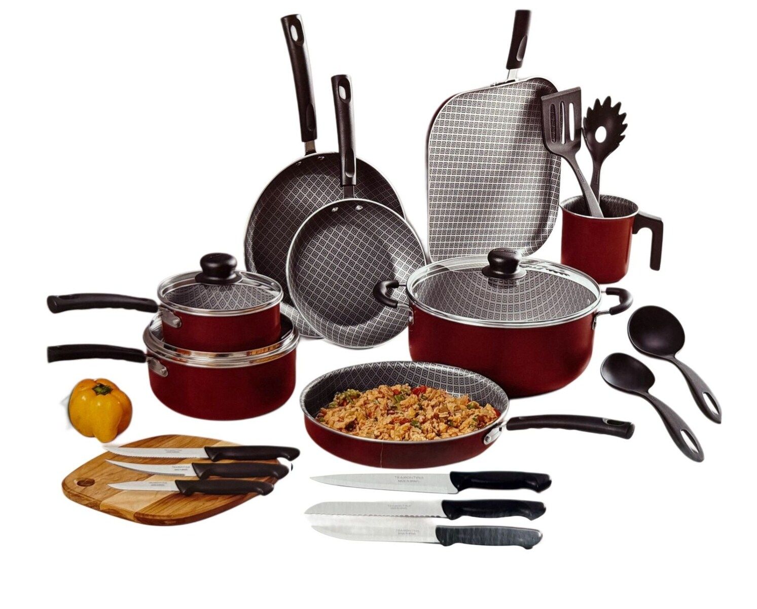 BATERIA ROJA 21 PZ TRAMONTINA 27899/480