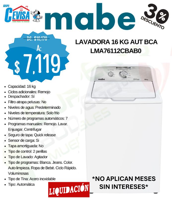 LAVADORA MABE 16 KG LMA76112CBAB0