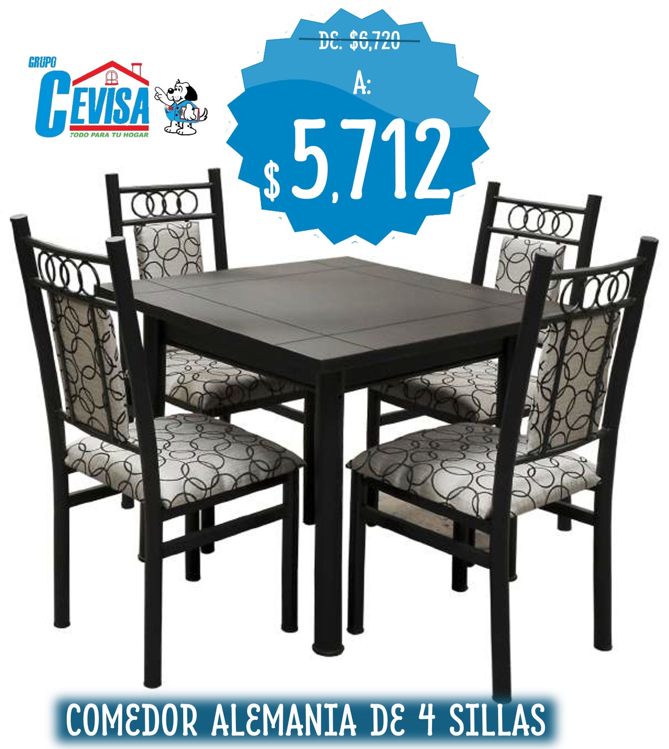 ANTECOMEDOR ALEMANIA DE 4 SILLAS ANTECOMEDOR ALEMANIA DE 4 SILLAS