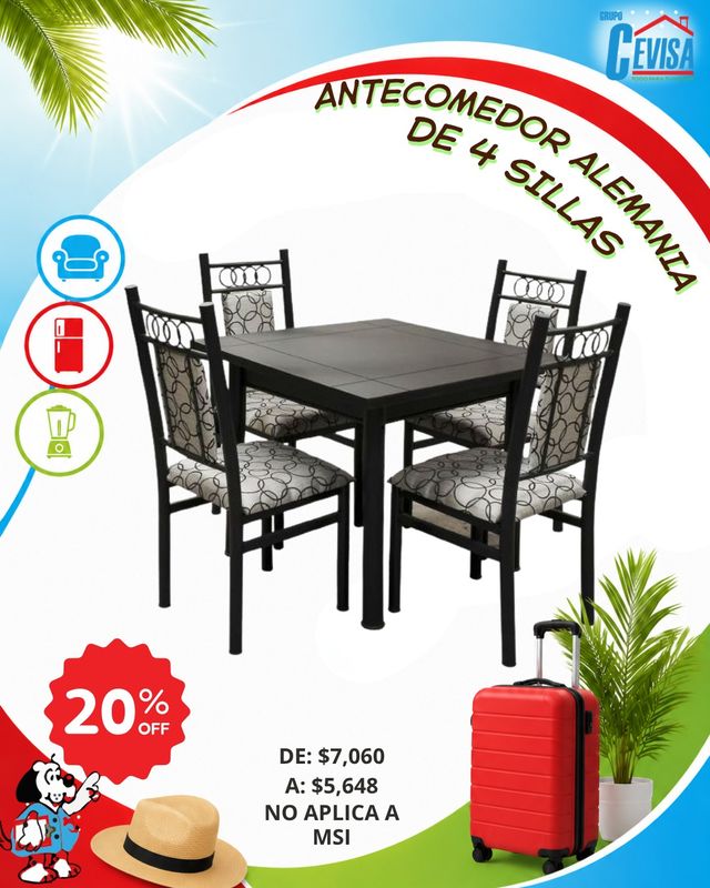 ANTECOMEDOR ALEMANIA DE 4 SILLAS ANTECOMEDOR ALEMANIA DE 4 SILLAS