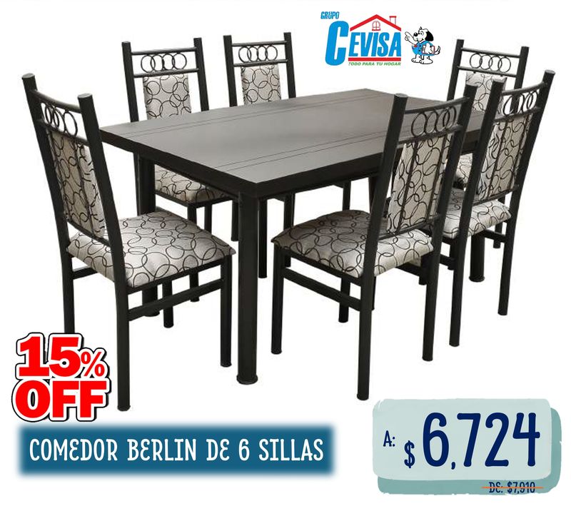 ANTECOMEDOR BERLIN DE 6 SILLAS