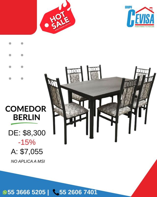 ANTECOMEDOR BERLIN DE 6 SILLAS