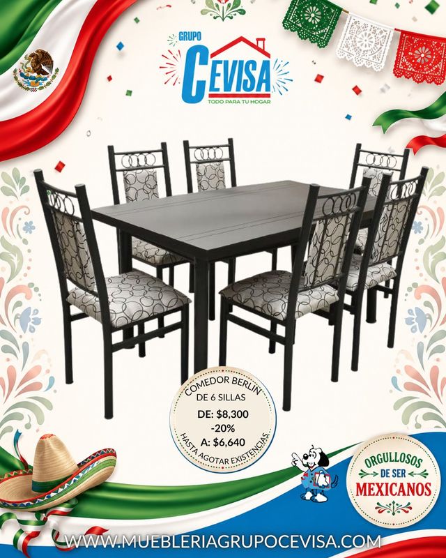 ANTECOMEDOR BERLIN DE 6 SILLAS ANTECOMEDOR BERLIN DE 6 SILLAS