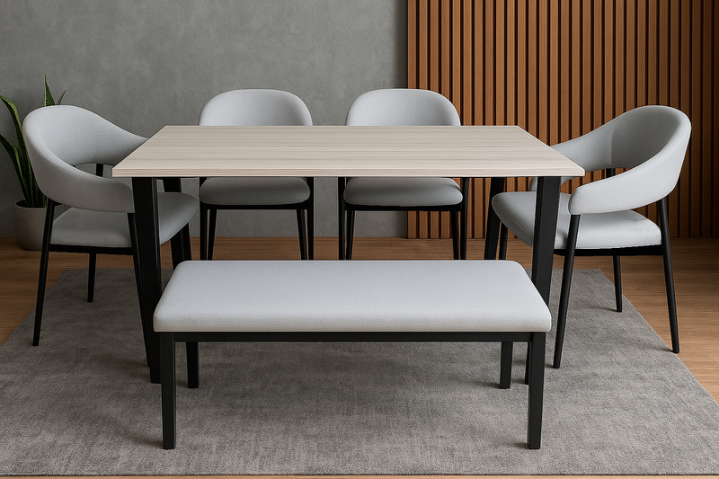 ANTECOMEDOR NOEMI 4 SILLAS 1 BANCA ANTECOMEDOR NOEMI 4 SILLAS 1 BANCA