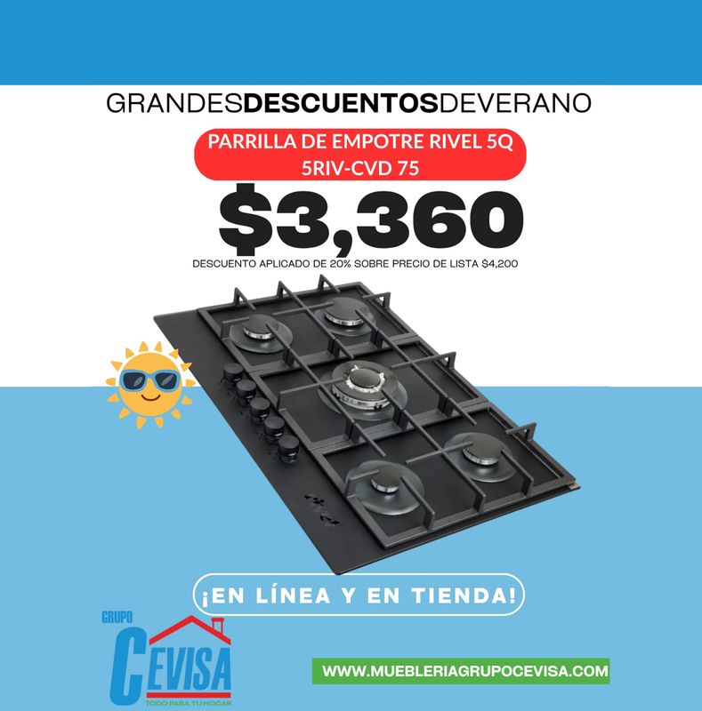 PARRILLA DE EMPOTRE RIVEL 5Q 5RIV-CVD 75 PARRILLA DE EMPOTRE RIVEL 5Q 5RIV-CVD 75
