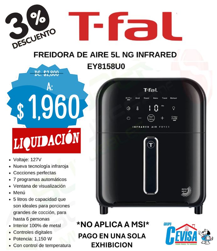 FREIDORA DE AIRE 5 LTS T-FAL EY8158U0 FREIDORA DE AIRE 5 LTS T-FAL EY8158U0